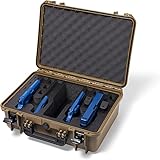 4 Pistol 12 Magazine Doro Gun Case with Custom MyCaseBuilder Foam Insert - Waterproof, Heavy Duty - Tactical Firearms, Ammunition, and Accessory Holder - Sahara Case x Black Foam - 18 x 14 x 7 Inches