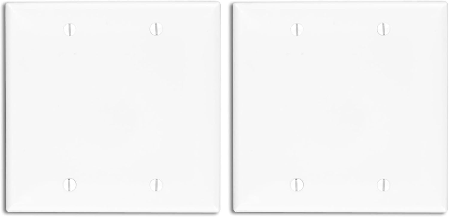 Leviton 2-Gang Blank Wallplate, Standard Size, Thermoplastic Nylone, 80725-W, White image 5