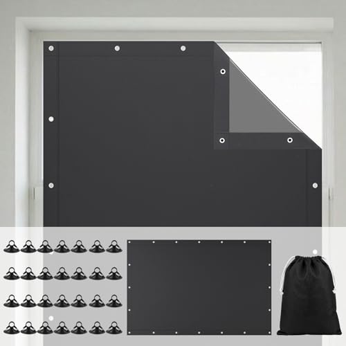 Tegeme 1 Pack Portable Blackout Travel Curtains 51" W x 118" L Black Adjustable Blackout Window Covers with Suction Cups No Drill Black Out Window Shade Light Blocker for RV Bedroom Nursery Dorm Use by Tegeme - Used condition - US$24.57