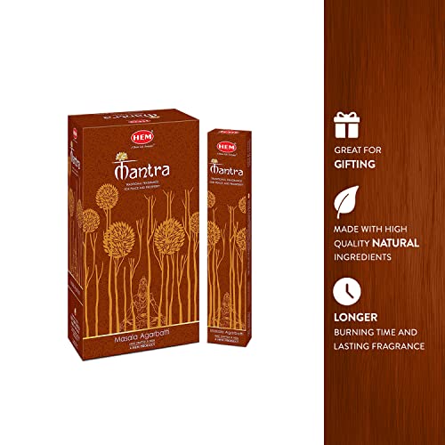 Hem Premium Mantra Masala Incense Sticks | Natural Oil Fragrance For Positivity & Natural Air Purifier | Aromatherapy Incense For Anxiety, Stress Buster | Gift Set - Pack Of 12 (15 Gms Each) #TOP4