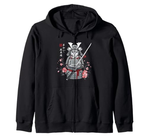 Gato Samurai Guerrero Japonés Armadura Gato Guerrero Gráfico Sudadera con Capucha