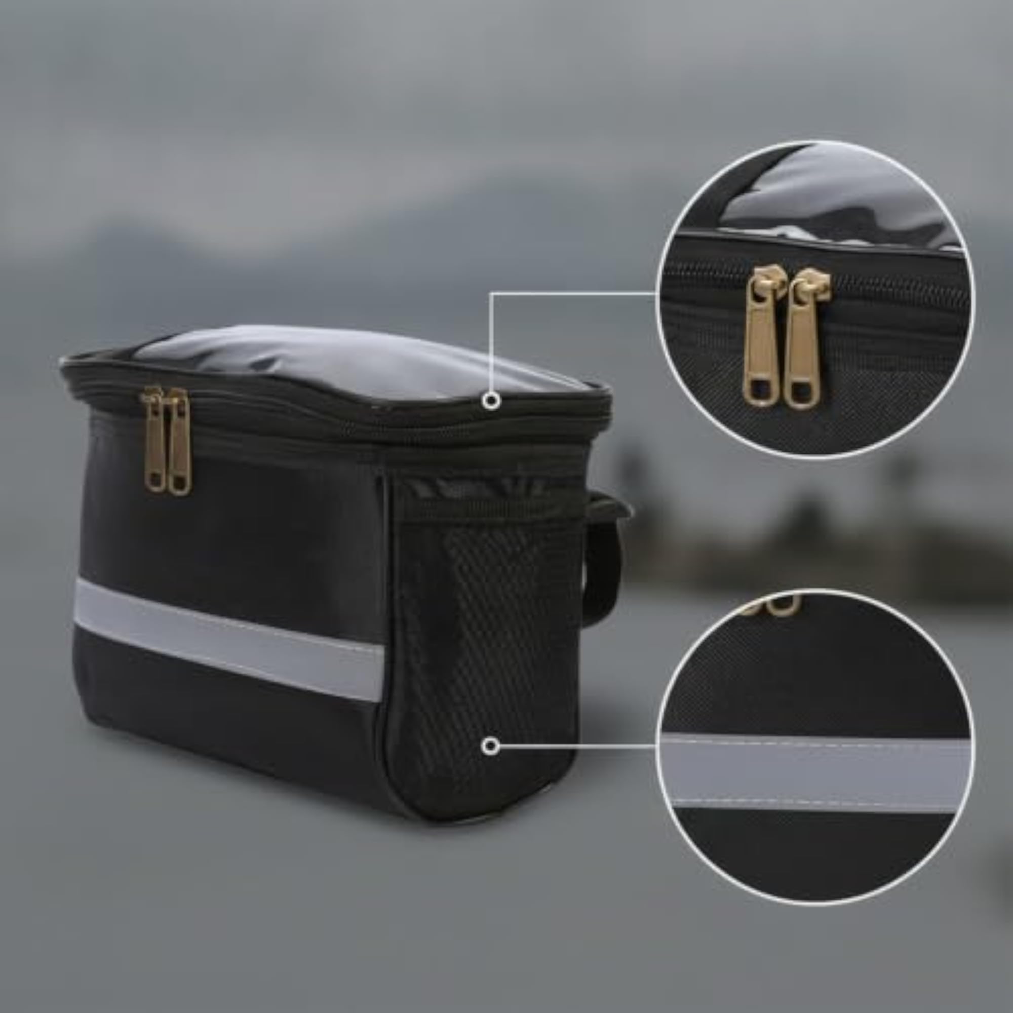Non-Slip Bike Handlebar Bag with Transparent Pouch