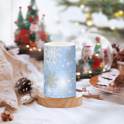 Image of Christmas Lights Decorations Flameless Candles Christmas Silver Snowflake Pillar Candles Set of 2 Battery Operated Remote Control Warm Lights
