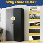 Metal Storage Cabinet with Adjustable Shelves, 72" Steel Garage Storage Cabinets with Lock and 2 Door, Locking Tool Cabinet Utility Cabinets for Garage, Kitchen, Home Office, School, Shop - Image 5