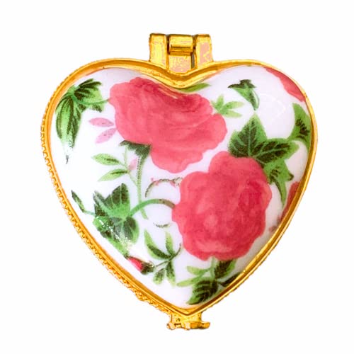 Evenchae Miniature Porcelain Box - For Jewelry, Trinkets, Mementos, Keepsakes - Gift Ready W/Velvet Drawstring Bag (Pink, Eclectic) #TOP2