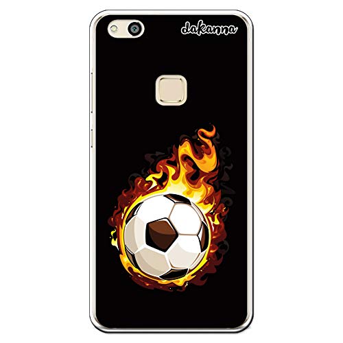 dakanna Custodia per Huawei P10 Lite | Pallone di Football in Fiamme | Cover in Gel di Silicone TPU Morbido di Alta qualità Trasparente