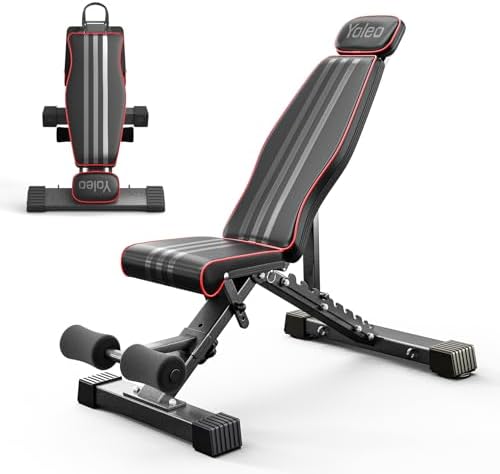 YOLEO Adjustable Weight Bench 375KG – Extended 82cm Backrest for ...