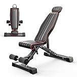 Yoleo Adjustable Foldable Weight Bench with Extended Head and Spine Support, 300KG/660LB Fast Folding Incline Decline Flat Bench for Home,Workout, Gym