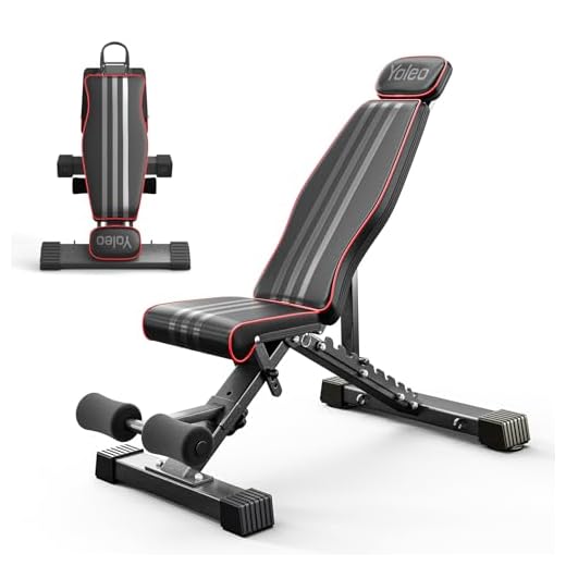Yoleo Adjustable Foldable Weight Bench with Extended Head and Spine Support, 300KG/660LB Fast Folding Incline Decline Flat Bench for Home,Workout, Gym