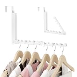 BAKON Over the Door Hooks with 10 Ridges,Compact Double Folding Over the Door Hanger for Bathroom Bedroom Laundry Room,Metal Over Door Drying Rack, Space Saving Over the Door Clothes Hanger(1, White)