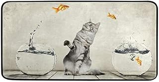 MOYYO Kitchen Mat Animal Funny Cute Cat Fish Kitchen Rug Mat Anti-Fatigue Comfort