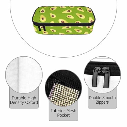 Image of Green Avocado Pencil Holder Bag Exotic Tropical Fruits Pencil Case College Office School for Teens Boy Girl