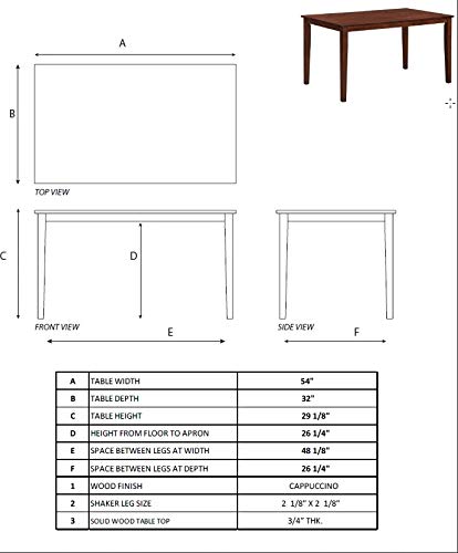 Kings Brand Furniture - Kurmer Rectangular Solid Wood Dining Room Kitchen Table, Natural Oak