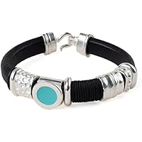 YORDACHE - Pulsera Cuero Hombre - Pulsera Hombre Cuero - Color Negro - Fabricado en España - Hechas a Mano - Regalo para Hombre (20 cm, Negro)