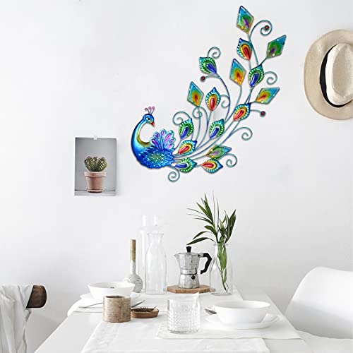 Wenyle Metal Peacock Wall Decor Outdoor Metal Art Wall Sculpture Decorative Hanging Glass Ornament Indoor For Home Patio Garden Yard Lawn Fence Decoration 18 Inch #TOP5
