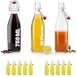 slkfactory casavetro 10 x 750ml Swing Top Bottles – 750 ml Clip Top Airtight Glass for Wine, Beer, Home Brewing, Kombucha, Sloe Gin, Spirits, Cider & Preserving