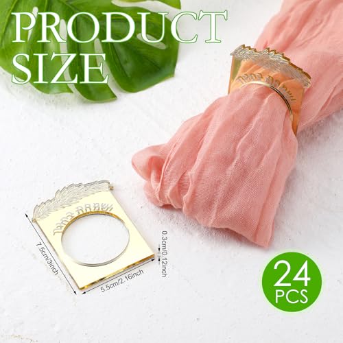 Beeveer 24 Pcs Sukkot Decorations Napkin Rings Mirrored Gold Acrylic by Beeveer - Used condition - Image 2
