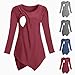 HGps8w Breastfeeding Shirts for Women Loose Long Sleeve Nursing Tunic Tops Stretchy Comfy Crew Neck Maternity Blouse
