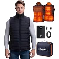 Soleilwear Men's Lightweight Water-Resistant Heated Vest with Battery