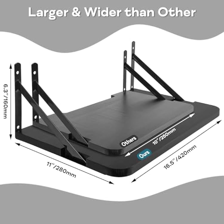 Solid Wood Black Projector Shelf - 16.2 x 11 (L*W), Floating Wall Mount, Modem & Cable Box Shelf for Xbox Series PS5 PS4
