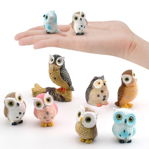 BLAPNK Miniature Owl Decorative Figurines 7 Pcs Mini Owls Fairy