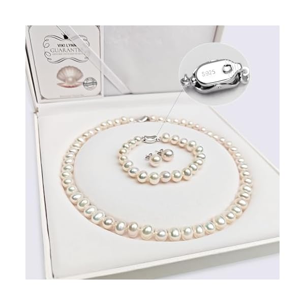 Freshwater Cultured Pearl Necklace Set Includes Stunning Bracelet and Stud Earrings Jewelry for Women - VIKI LYNN - Image 7