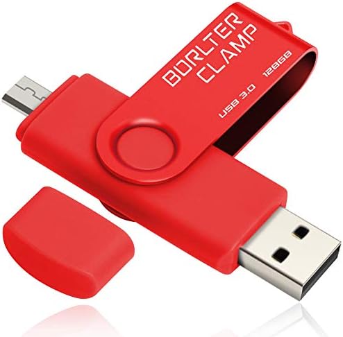 BorlterClamp 64GB Dual USB 3.0 Flash Drive OTG Memory Stick, Pendrive with microUSB Drive for Android Phone, Tablet and Computer (Blue)