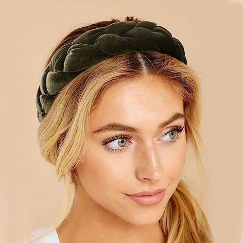Image of DRESHOW Braided Headbands for Women Velvet Hair Hoop Elastic Criss Cross Hair Bands Accessories