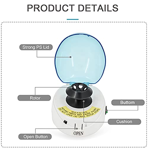Mini Centrifuge Machine 4000Rpm, Mini Portable Desktop Centrifuge Laboratory, 110V Lab Benchtop Centrifuge, 2 Rotors For 2Ml/1.5Ml/0.5Ml/0.2Ml Centrifuge Tubes #TOP4