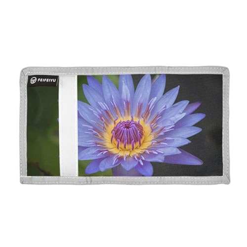 Blue Lotus Stamens Blue Kids Wallet for Boys Girls Trifold Sport Outdoor Wallets for Children Youth Teen Wallet with Zippered Coin Pockets Card Holders Front Pocket Wallets with Magic Sticker