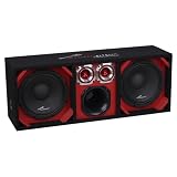 Audiopipe High Performance Vented Car Audio Enclosure (AP-CHU-1028RED), Dual 10' Speakers 1000W Peak, 6x6 Midrange, Dual Tweeters, MDF 4 Ohm System with Quick Disconnect Cable