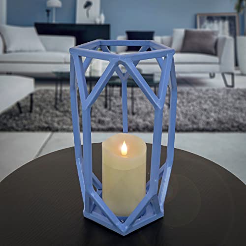 National Outdoor Living Lantern Candleholder, Ice Melt Blue, Modern Design and Finish, Includes Glass Chimney, 11 Inches by National Tree Company - Used condition - Image 2