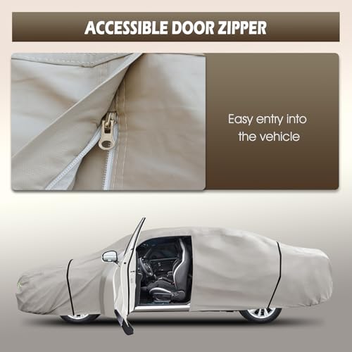 Migaven 6 Layers Car Cover Custom Fit for Toyota Camry 1996-2025, Honda Accord 2001-2025, Waterproof Full Exterior Cover Rain Sun Protection with Door Zipper by Migaven - Image 3