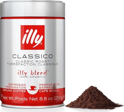 illy Ground Espresso Coffee, Classico Medium Roast, 8.8 oz
