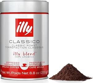 illy Ground Espresso Coffee, Classico Medium Roast, 8.8 oz