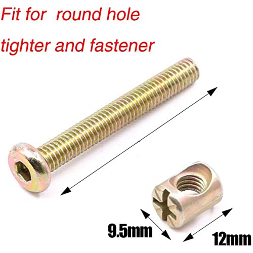 15 Sets Furniture Bolt Nut Set M6 Hex Socket Cap Screw Bolt Nuts Kit 60mm Zinc Plated Flat Head Bolt Barrel Nut Screw Nuts for Furniture Crib Chair - Image 3