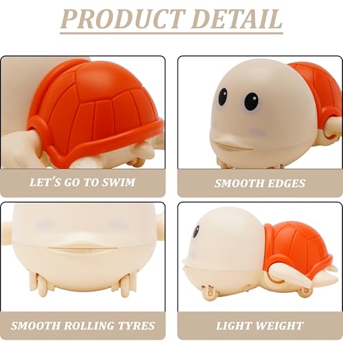 Image of Swimming Turtle Bath Toy for Kids | Floating Water Toy with Moving Action | Colorful Turtle Toy for Bath Time, Pool Play & Water Fun for Toddlers Orange Colour