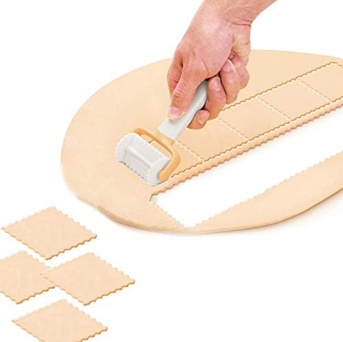 Pastry Roller Cutter,3 Pcs Plastic Rolling Crimped Circle Lattice Square Cutters Angel Cookie Cutter for Baking, Scones, Cookie Dough Maker and Halloween DIY Cake Biscuit