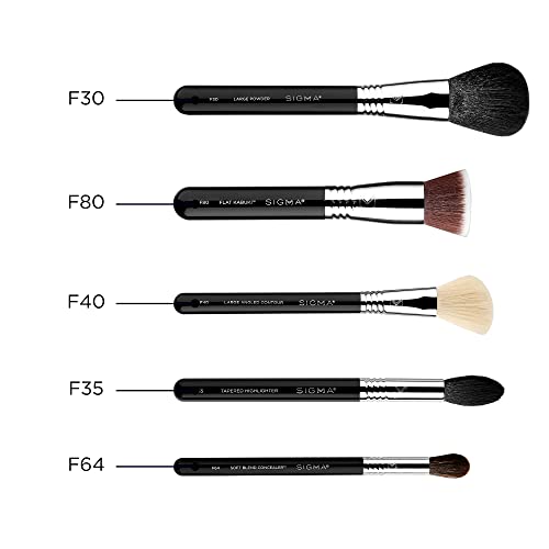 Sigma Beauty Classic Face Brush Set With 5 Classic Makeup Brushes For Foundation, Concealer, Blush, Powder, Contouring, & Highlighting #TOP3