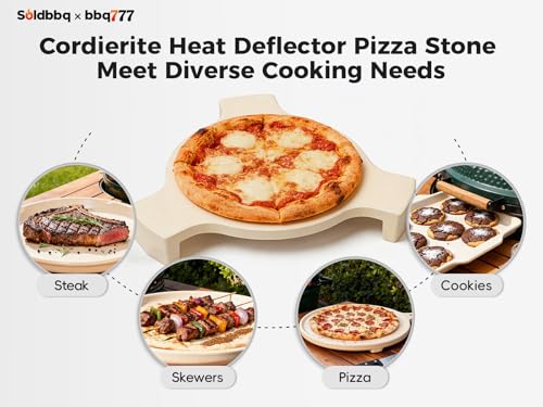 Cordierite Baking Pizza Stone for Big Green Egg Accessories, for 18" Large Big Green Egg, Vision HD1, for Kamado Grills, for Char-Griller AKORN Kamado, Heat Deflector w/ 3 Legs by soldbbq - Image 6