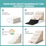 COZY KISS Hundetreppe für Kleine Hunde 40cm, Haustiertreppe für Couch aus Hochdichtem Schwamm, Hunde Treppe Hunderampe mit Waschbarem Bezug und Rutschfestem Boden, 40x57x40cm, 3 Stufen, Beige