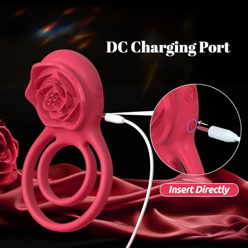 Vibrating Cock Ring with Rose Clitoral Stimulator, Pleasure Penis Ring Vibrator Couples Adult Sex Toys for Men Women, 7 Vibrations Male Couple Sex Toy by MOVGANI - Image 5