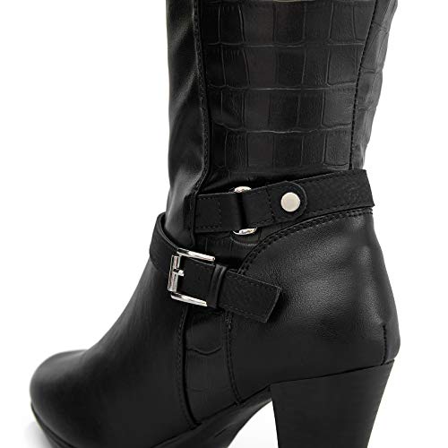 Mysoft Women's Knee High Boots Chunky Heel Boots With Zipper #TOP3