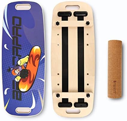 Surf Balance Board Trainer, Wobble Board with Adjustable Stoppers -4 Different Distance Options-Balancing Board for Surf Skateboard, Hockey,Snowboard