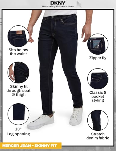 Image of DKNY Mercer Men's Skinny Jeans - Premium Stretch Denim Pants with Classic 5 Pocket Design | Skinny Fit Stretch Jeans for Men