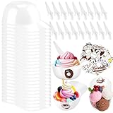 MEEZY 50 Set Baseball Helmet Ice Cream Bowls with 25 Mini Dessert Cups and 25 Spoons, 8oz Reusable Baseball Cap Snack Dessert Cup Bowls Baseball Party Favors for Kids Sports Birthday Party Supplies