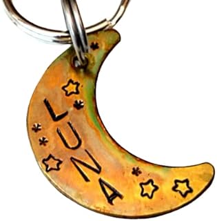 Luna Dog Tag, Dog Tags for Dogs, Moon Pet Tag, Pet ID Tag, Space Pet Tag, Dog Tags, Hand Stamped Tags, Dog Tag, Pet Tag, Cat Tag (1.25")
