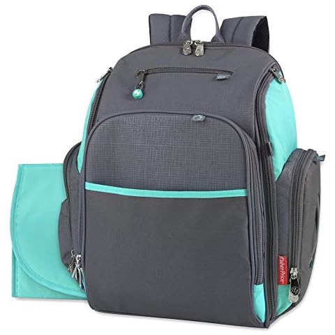 Fastfinder 3 Piece Set Diaper Bag Backpack for Moms & Dads with Changing Pad and Wipes Pocket (Aqua) Cover