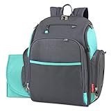 Fastfinder 3 Piece Set Diaper Bag Backpack for Moms & Dads with Changing Pad and Wipes Pocket (Aqua)