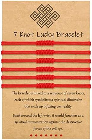 UNGENT THEM Red String Bracelet 7 Knots Kabbalah Protection Good Luck Thread Ojo Bracelets for Women Men Girls Boys Family Friends